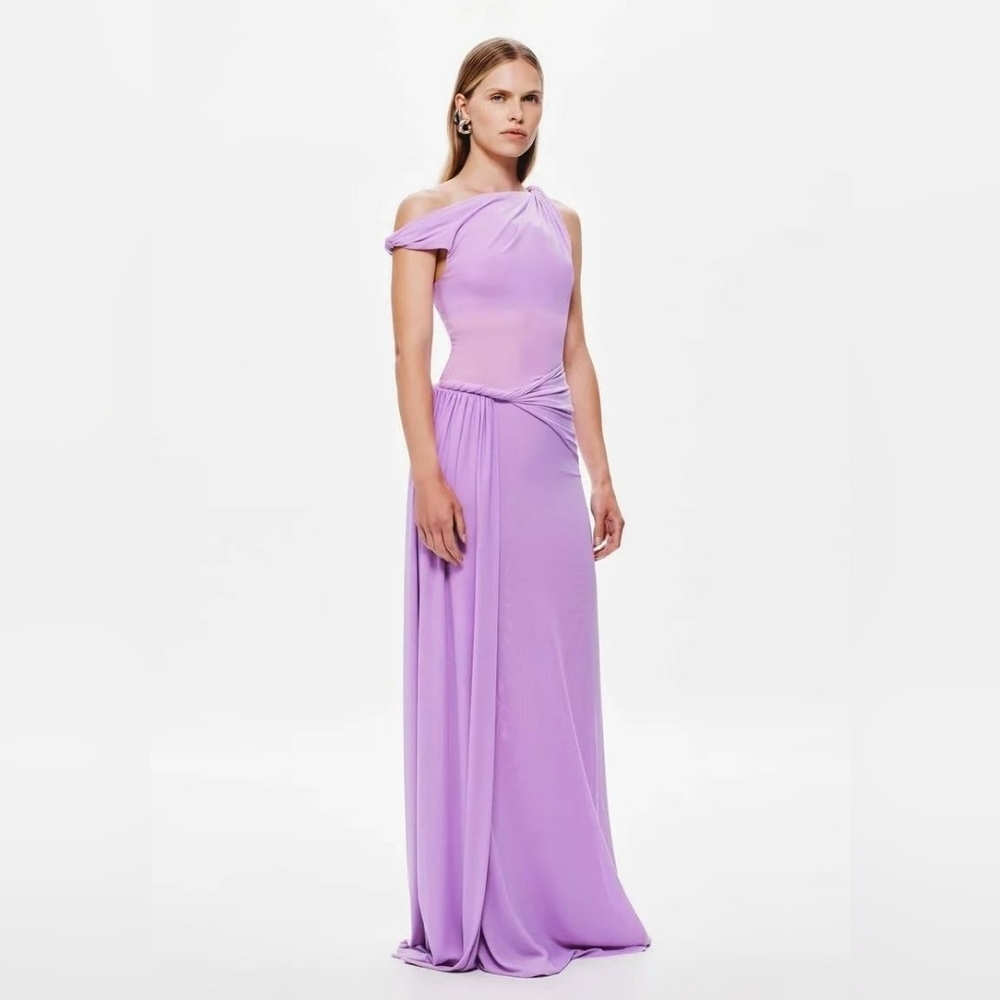 Misha Sisal Mesh Maxi Dress - Lilac